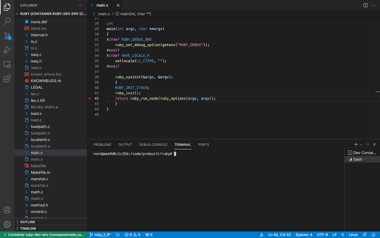 VSCode attached to our container